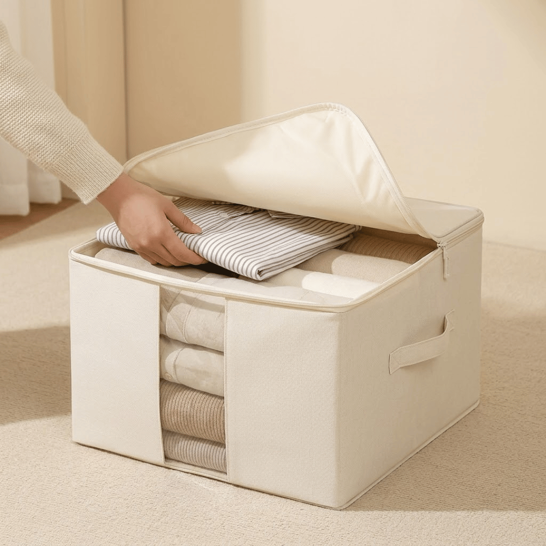Premium Fabric Clothing Storage Organizer with Clear Window