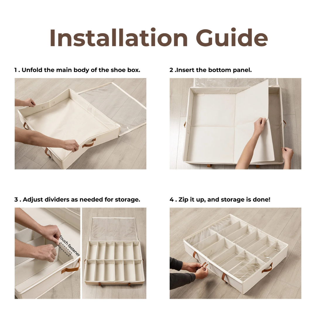 ortable Adjustable Shoe Storage Box with Transparent Dust Proof Lid