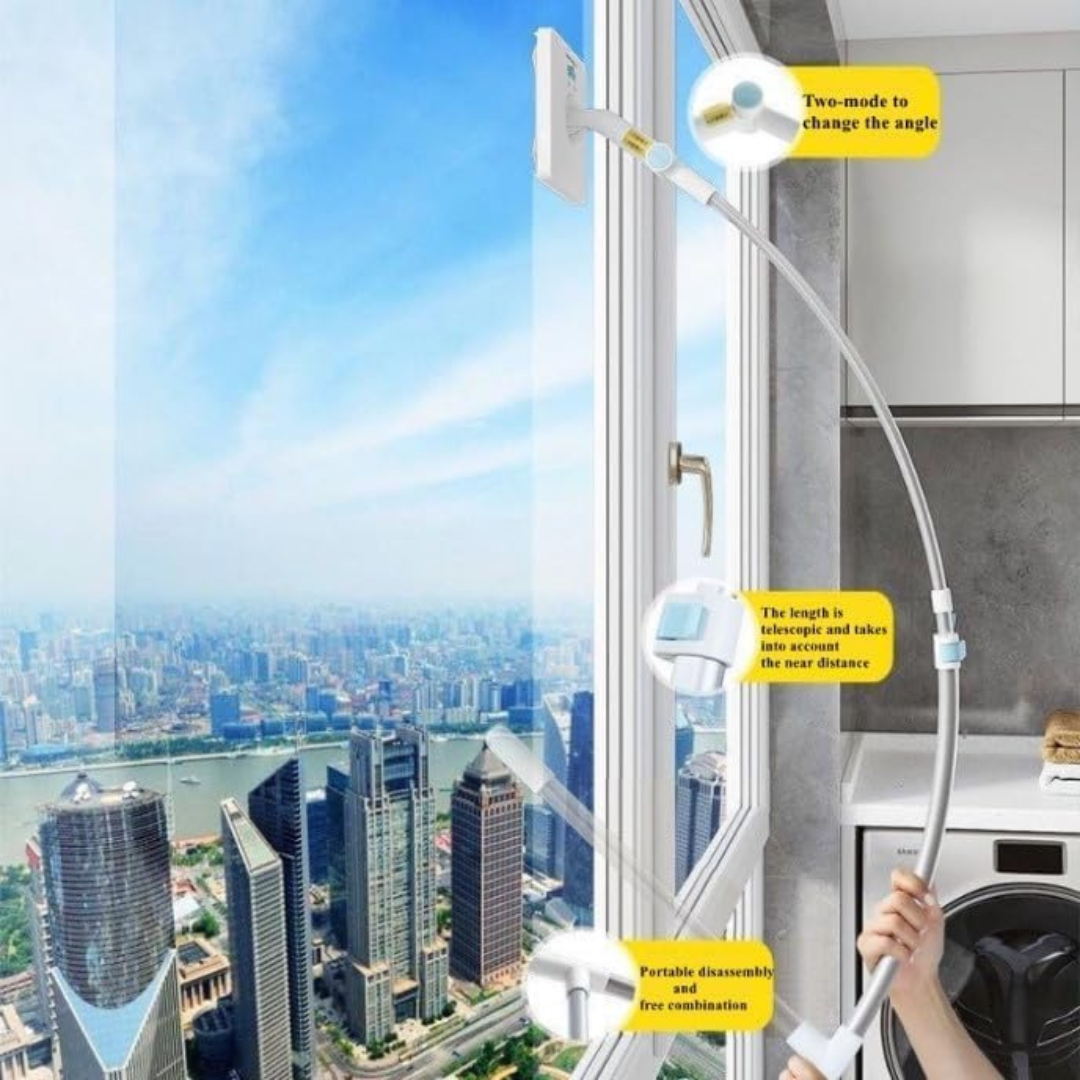 360° Rotating Telescopic Double-Sided High Rise Window Cleaner