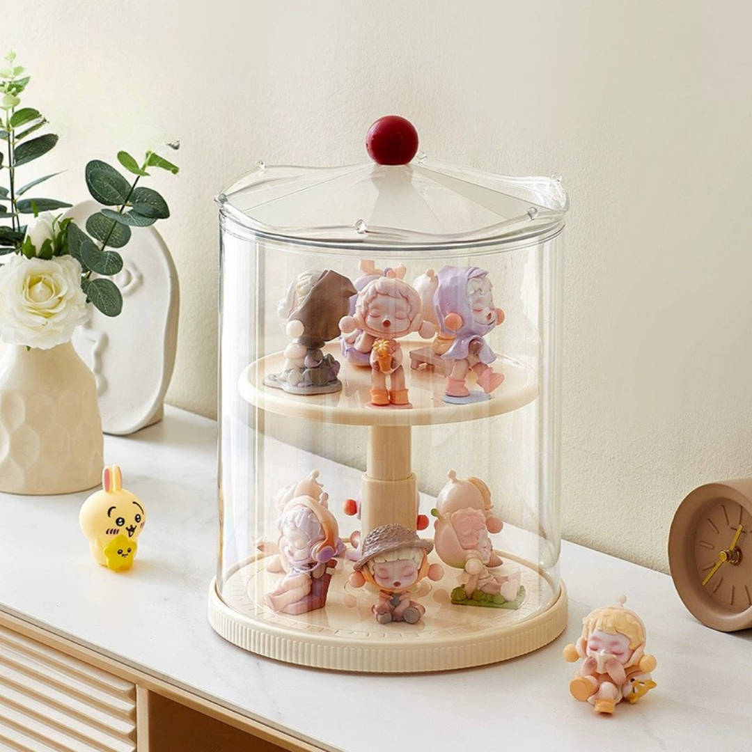360° Rotating Collectible Display Organize Stand with Dustproof Lid