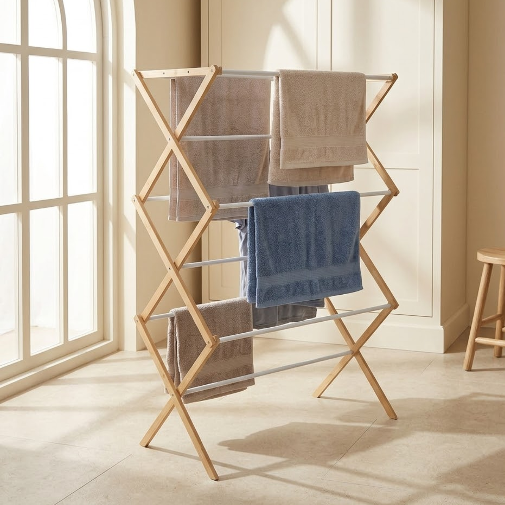 Multipurpose Floor Standing Foldable Laundry Drying Rack