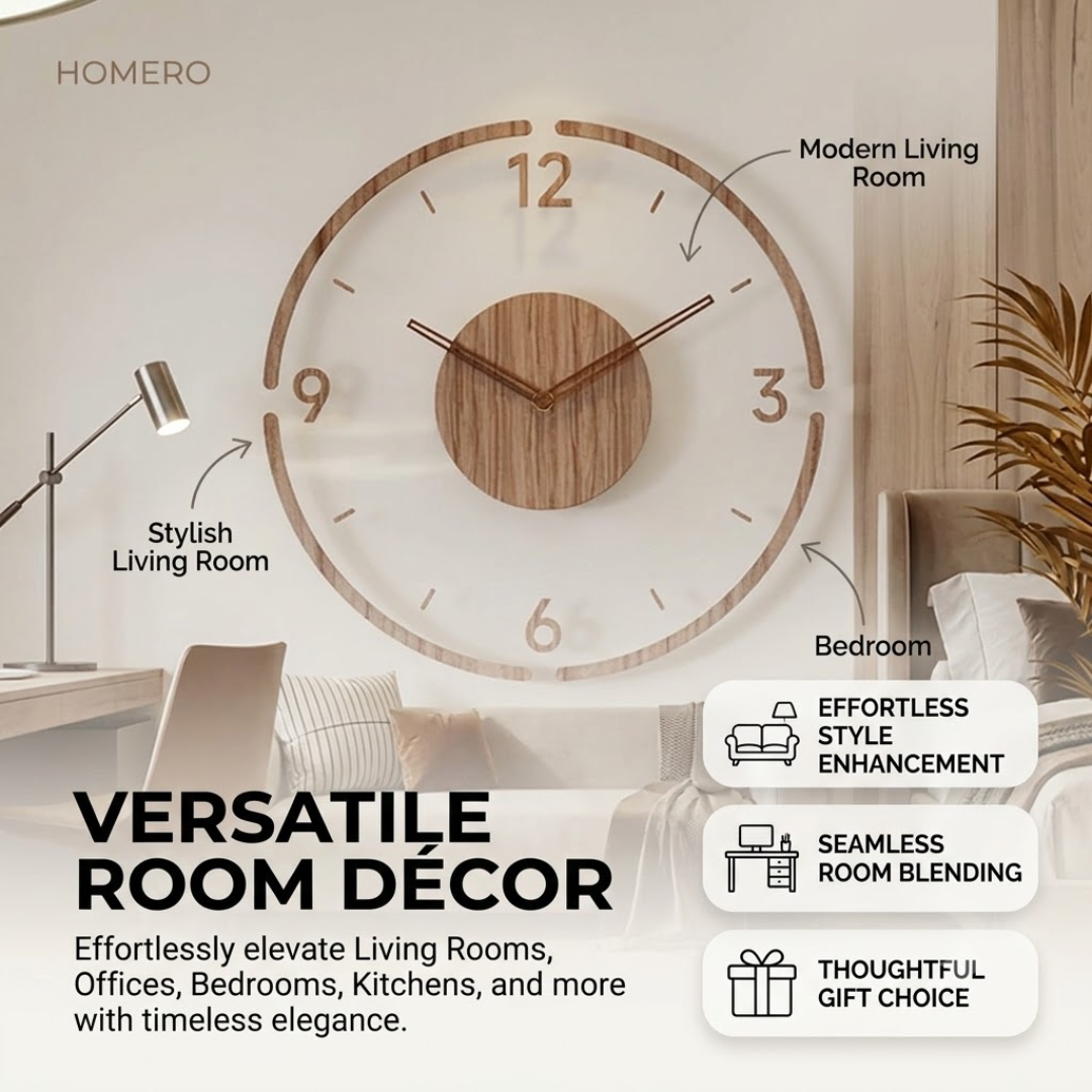 Premium Transparent Acrylic Walnut Wooden Silent Wall Clock