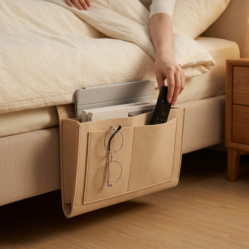 Multipurpose Felt Bedside Storage Organizer Bag