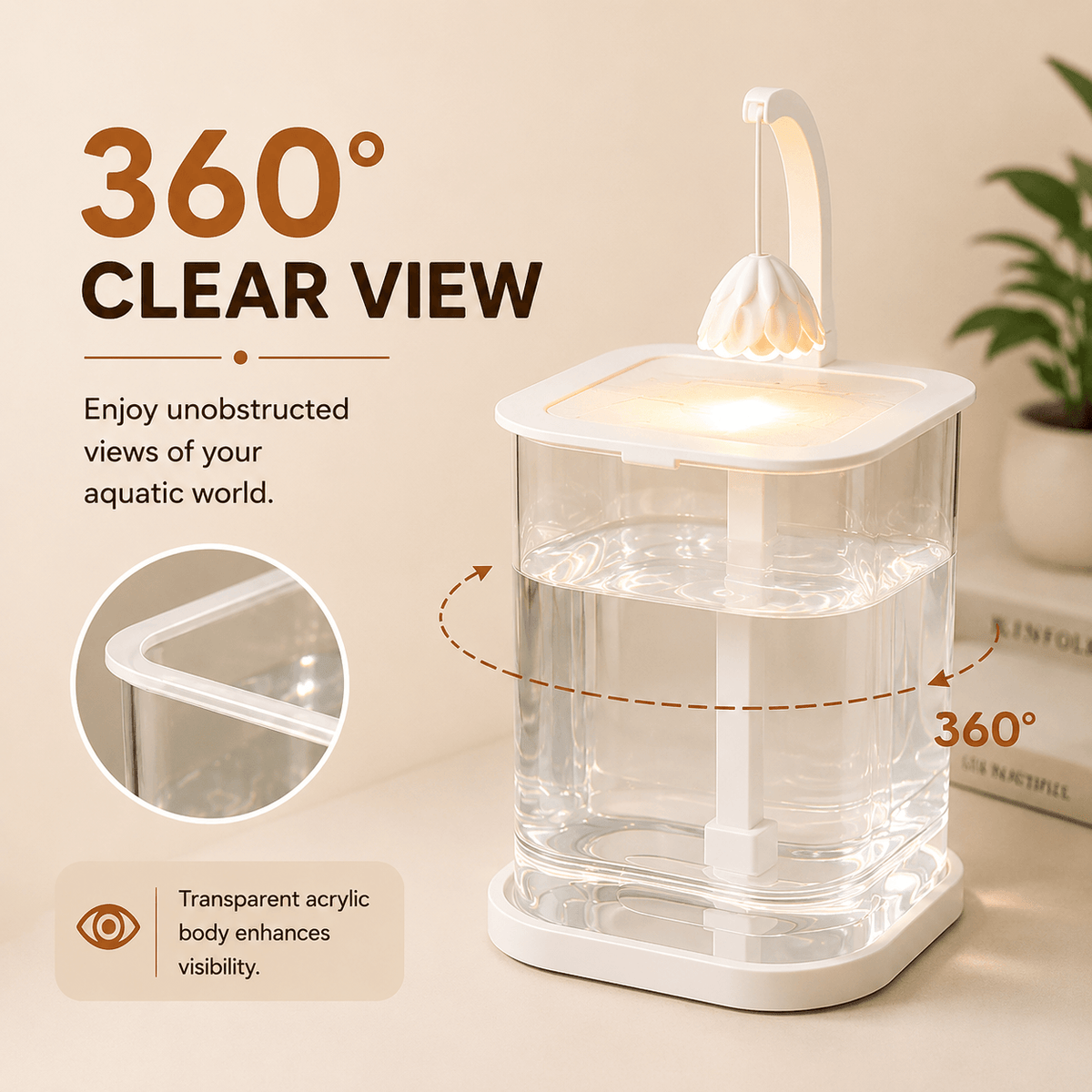 Homero Multi-Functional Ice Crystal Desktop Aquarium Setup with Lamp
