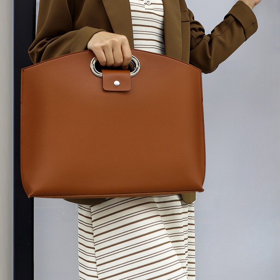 Stylish PU Leather Waterproof Laptop Tote Bag