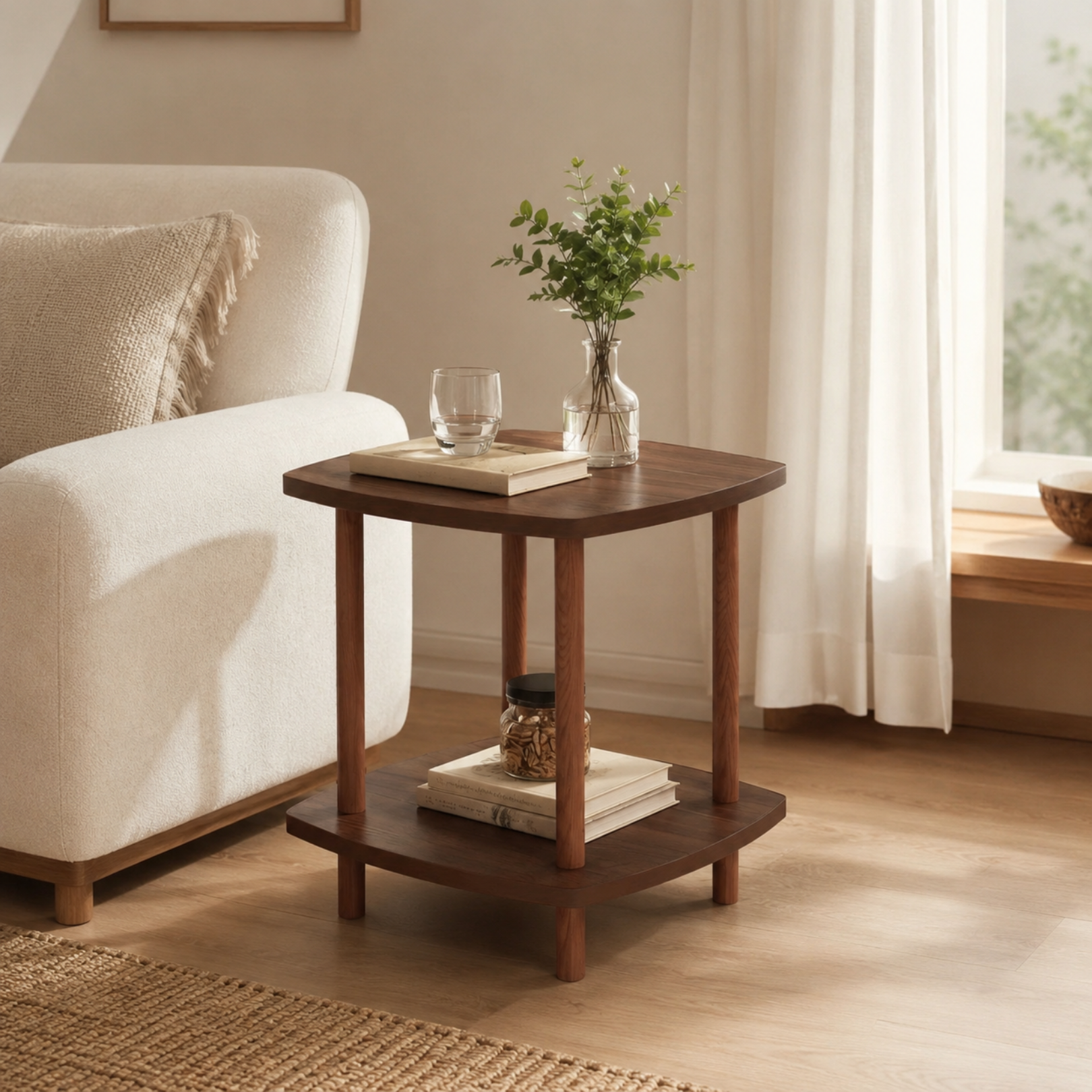 Multipurpose Wooden Corner Side Table
