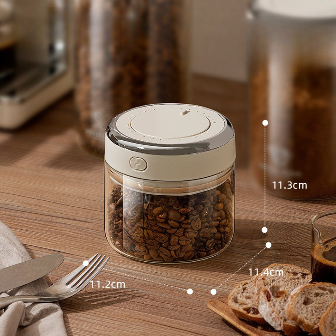 Airtight Coffee Bean Storage Canister with Glass Jar