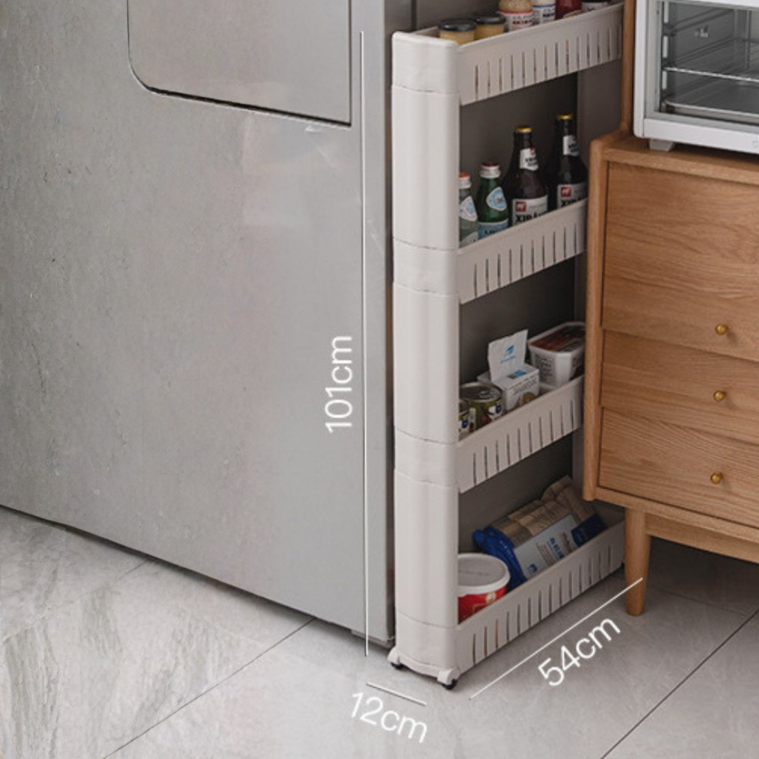 Multi-Tier Slim Rolling Storage Rack with Smooth Movable Wheels