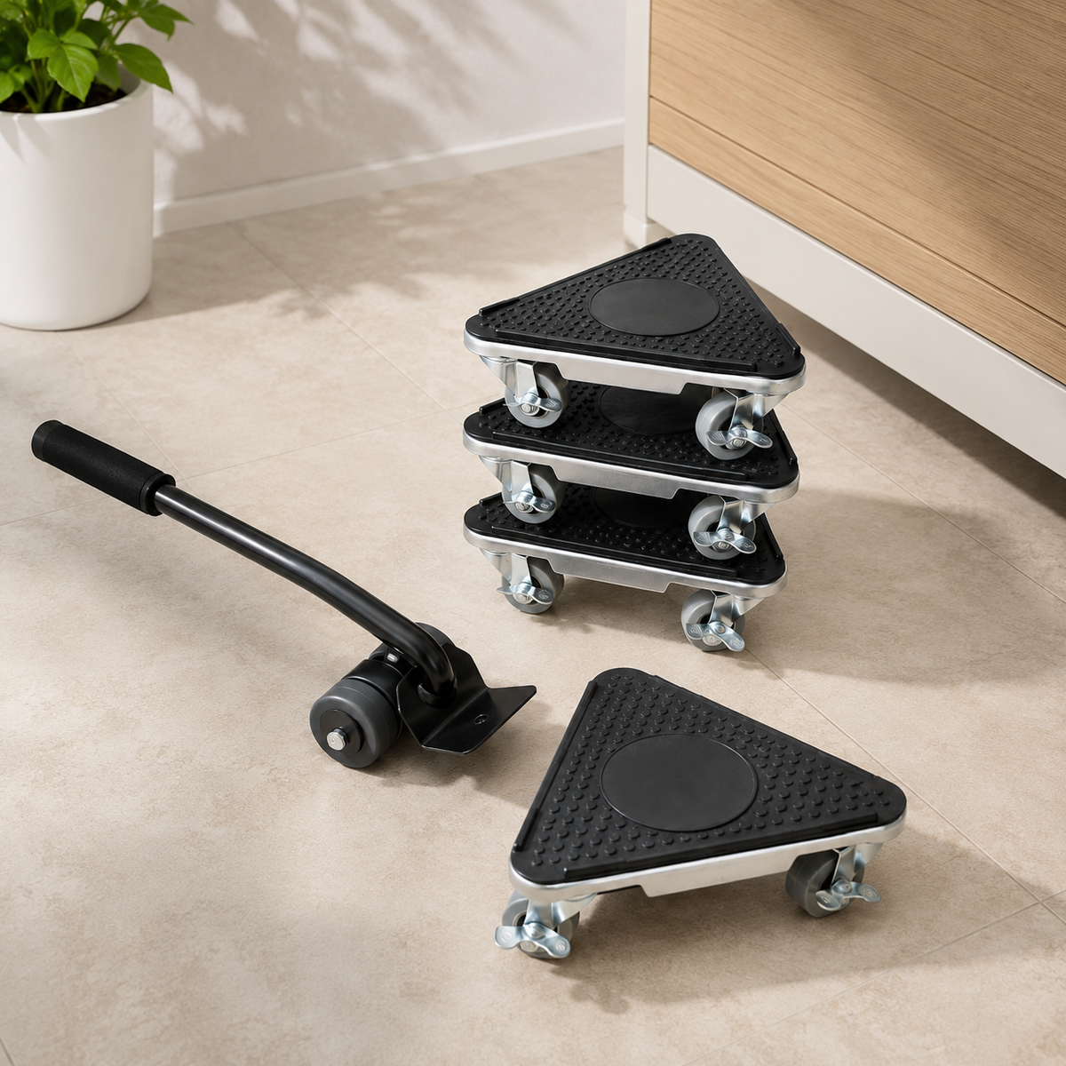 Heavy Duty Furniture Mover Tool Kit with Lifter and Lockable Wheels (4 Piece)