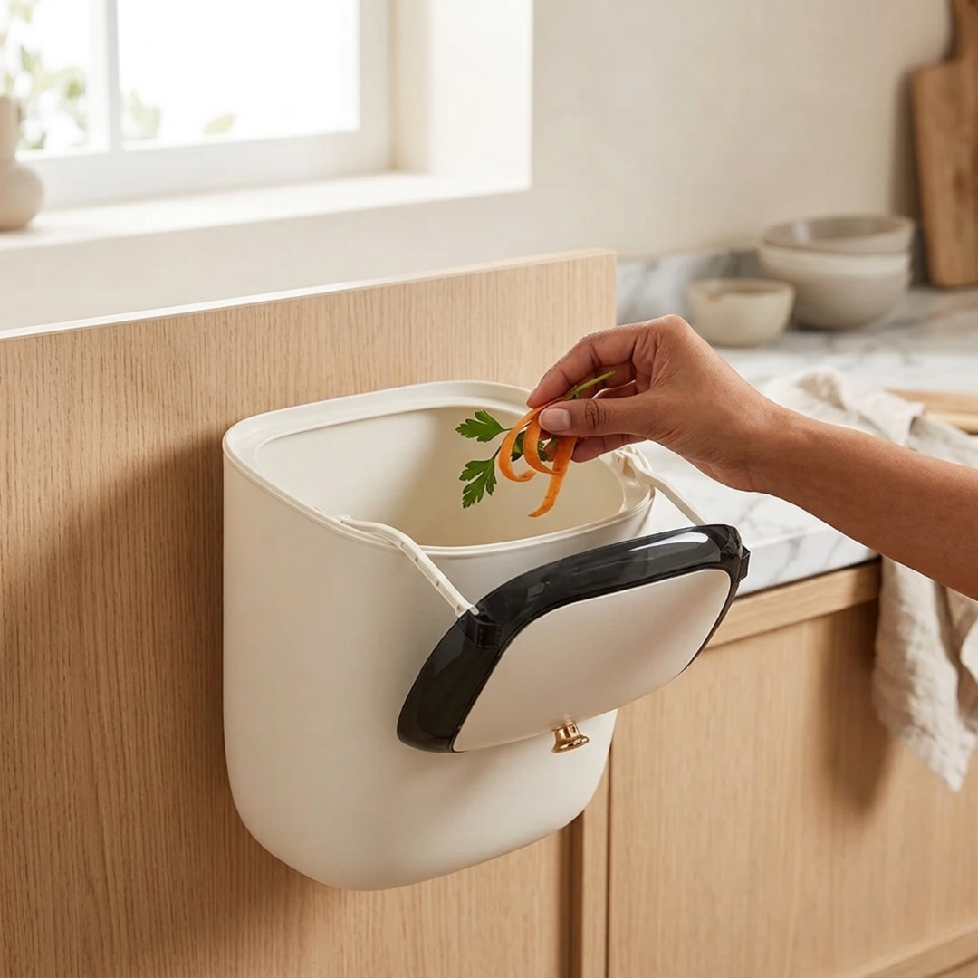 Multi Purpose Wall-Mount Wide Opening Waste Bin with Sliding Lid