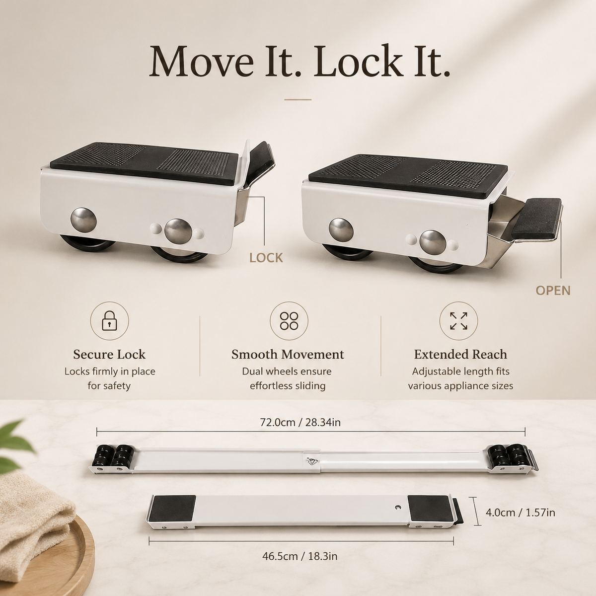 Heavy Duty Appliance Moving Stand with Anti Slip Lockable Roller Base