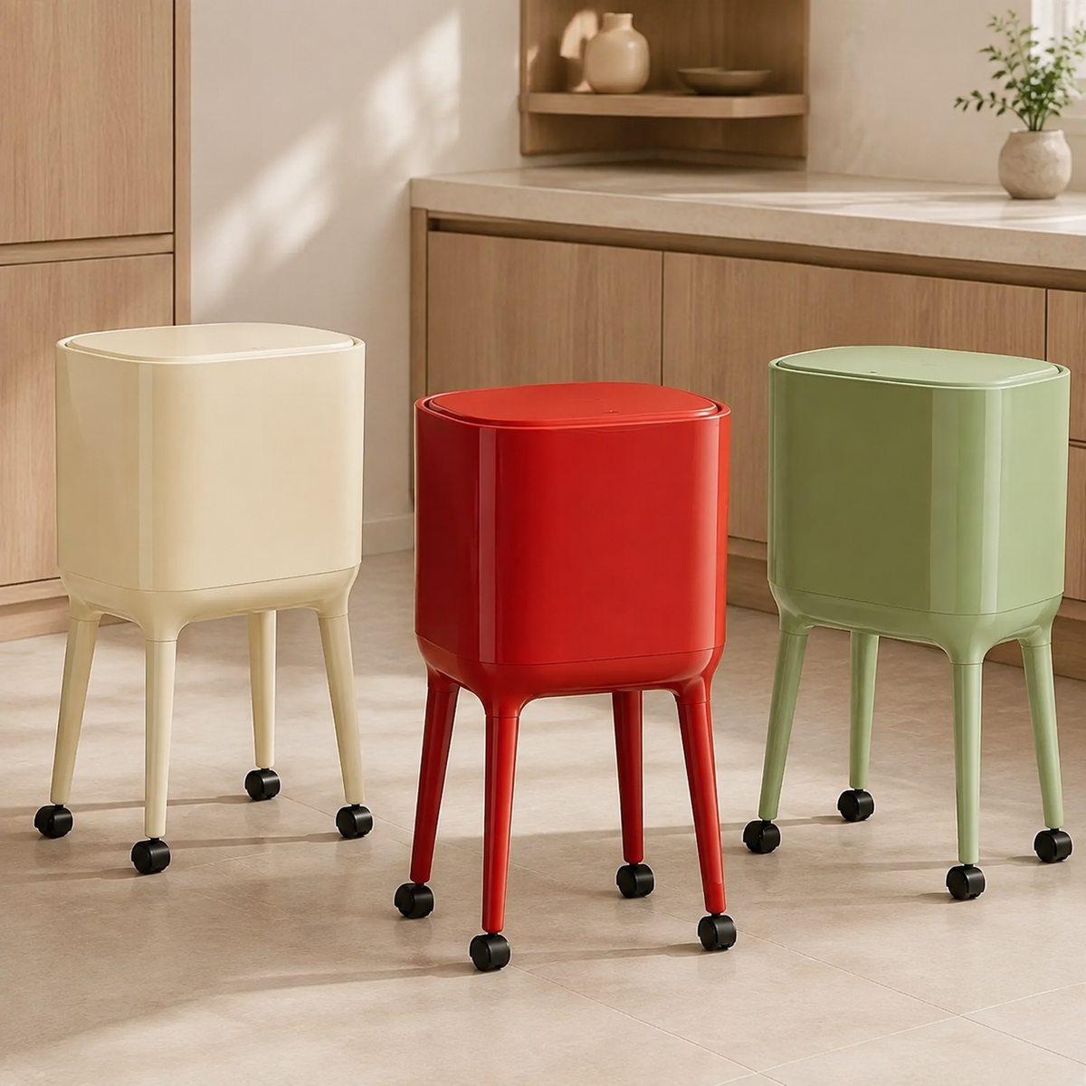 HOMERO Nordic Style High Foot Push Lid Trash Can - 16L