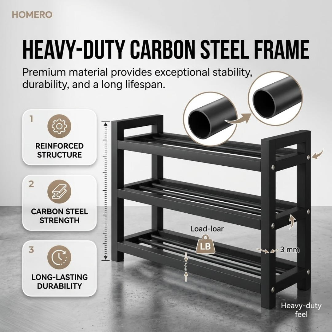 Multifunctional Carbon Steel Shoe Bench Rack with PU Leather Cushion