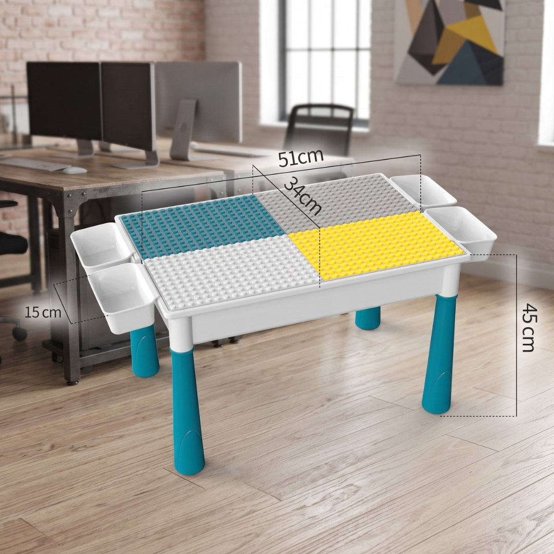 Multi Purpose Kids Activity Table Study Desk Building Block Play Set