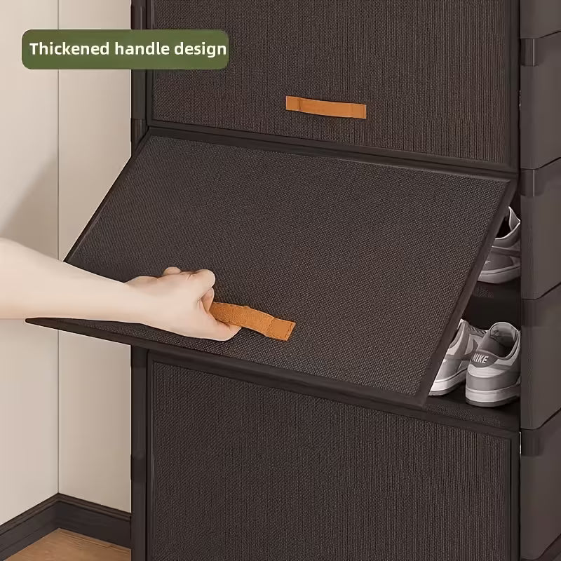 Multi Layer Dustproof Shoe Storage Cabinet with Metal Frame - 36 Pair Capacity 9 Tier