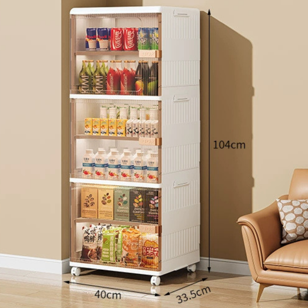 HOMERO Premium Multi-Folding Space-Saving Storage Cabinet with Transparent Door
