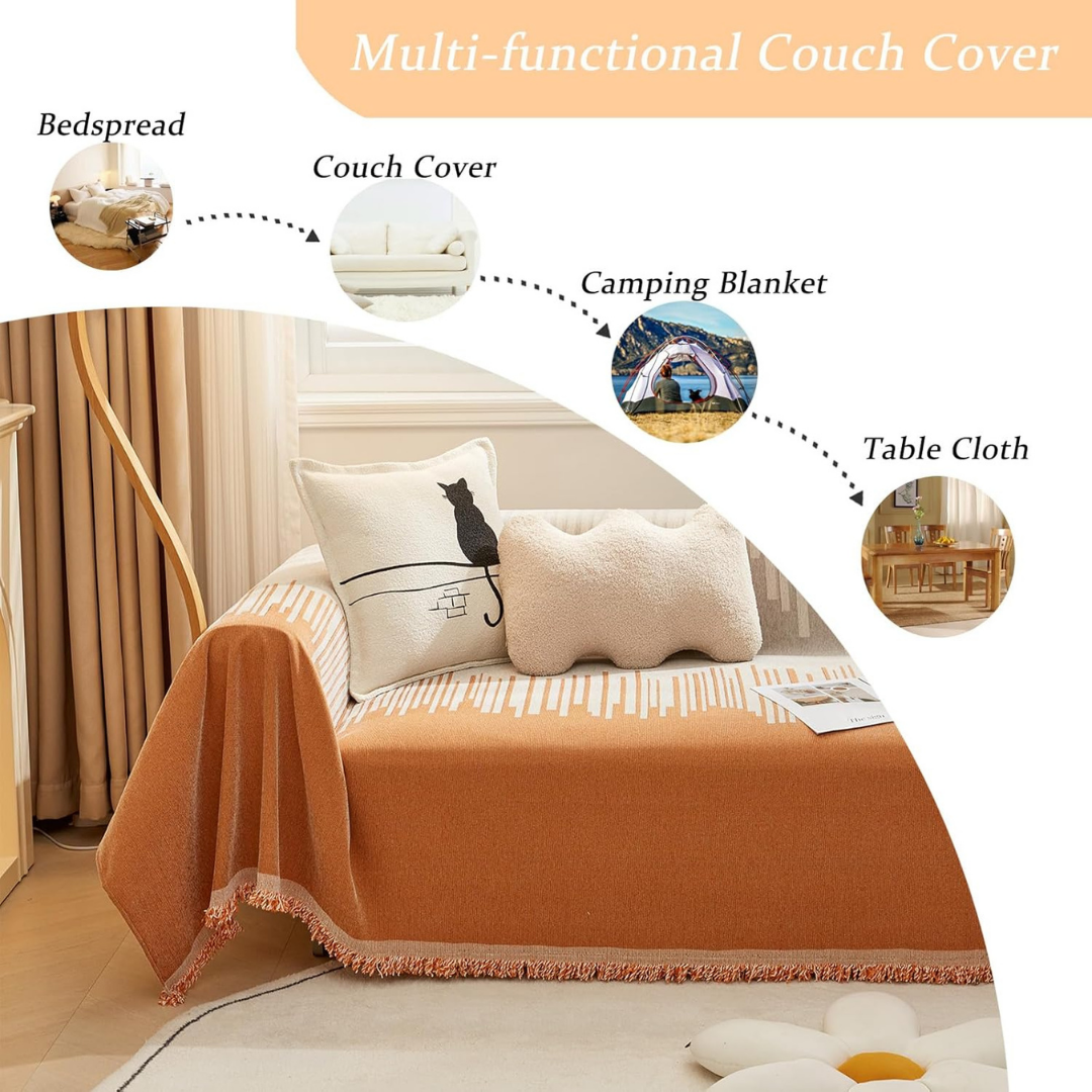 Double Color Premium Chenille Fabric Comfortable Reversible Sofa Cover