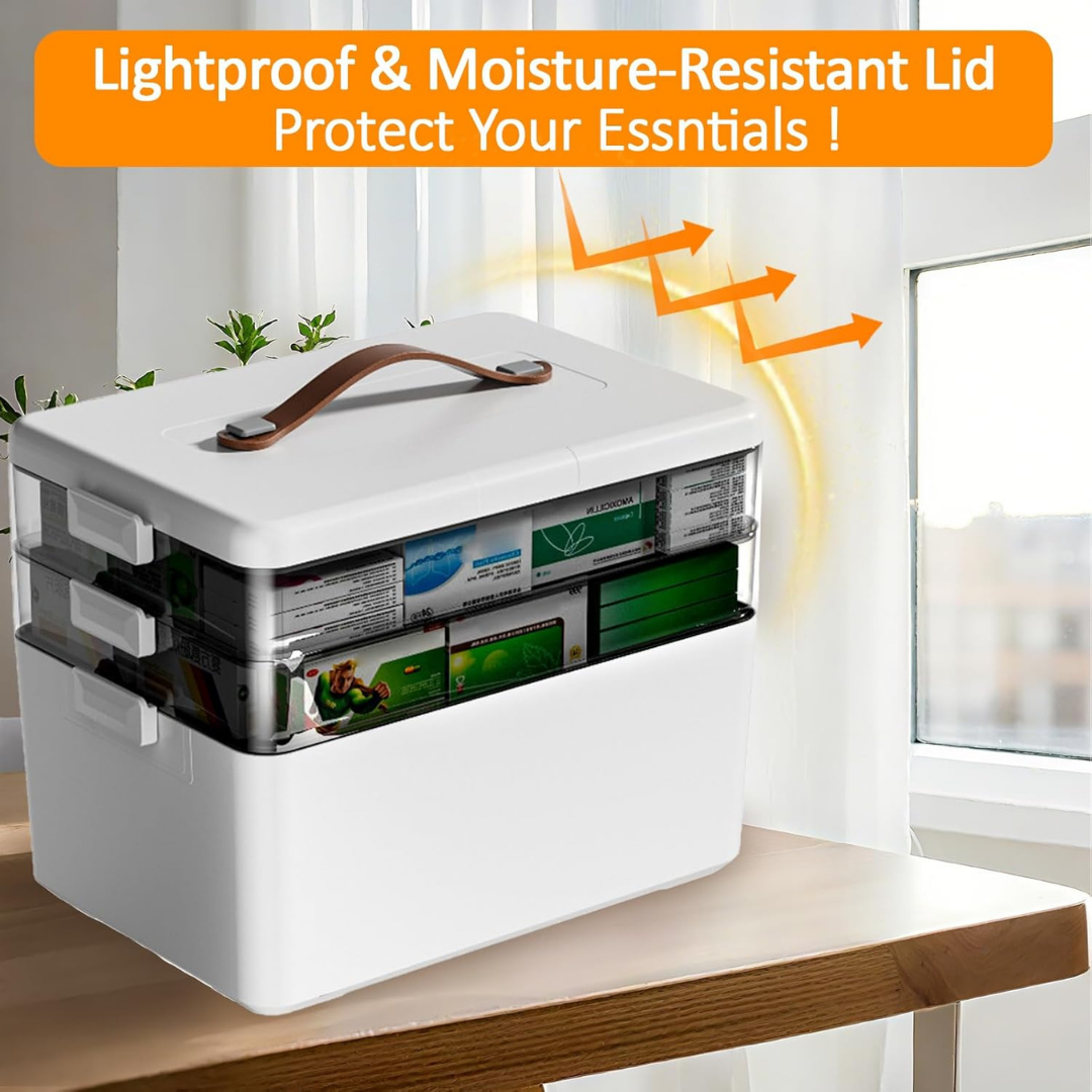 Homero 3-Tier Large Capacity Clear Organizer Medicine Storage Box