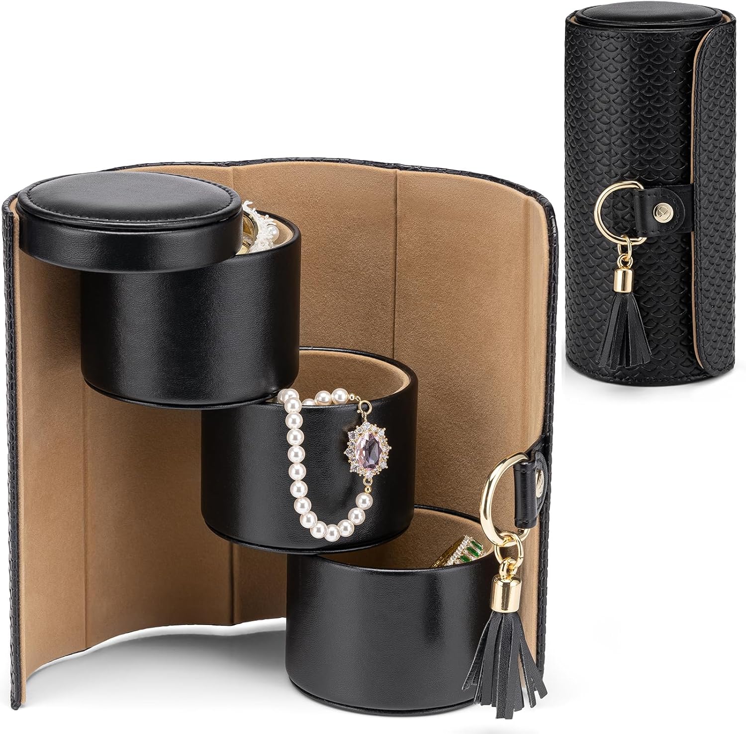 Homero Stylish and Portable 3-Layer Foldable Jewellery Case