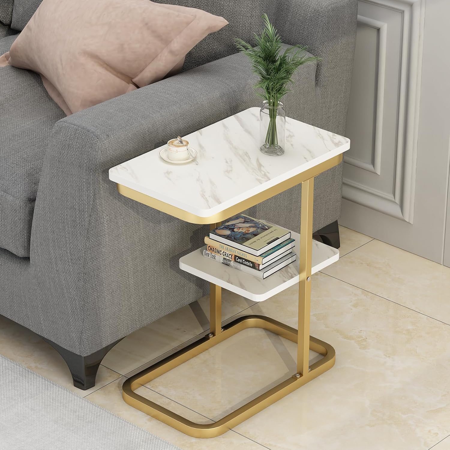 Modern C Shape Metal Sofa Side Table