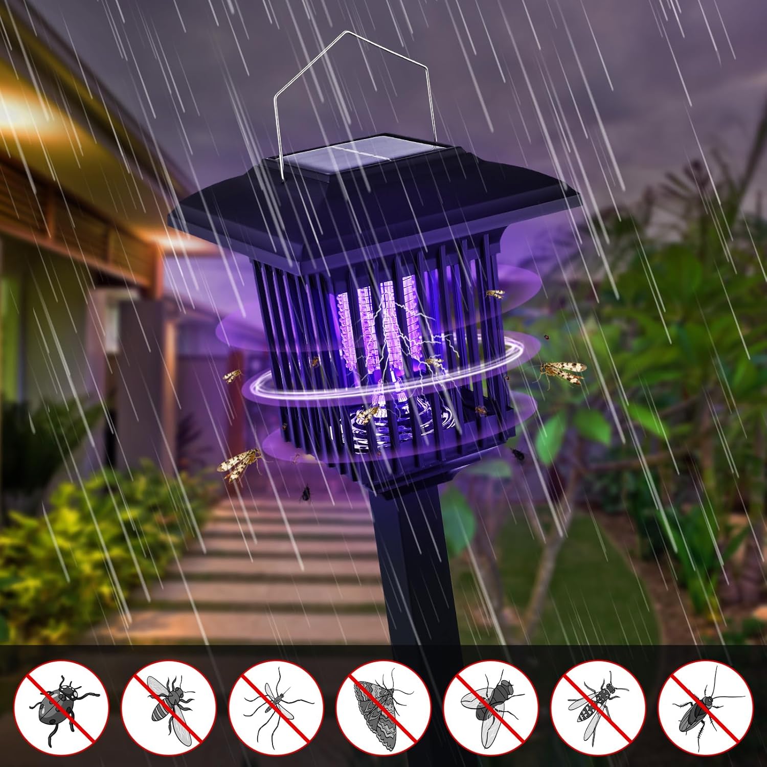 Dual Mode Solar Mosquito Killer Garden Waterproof UV Lamp