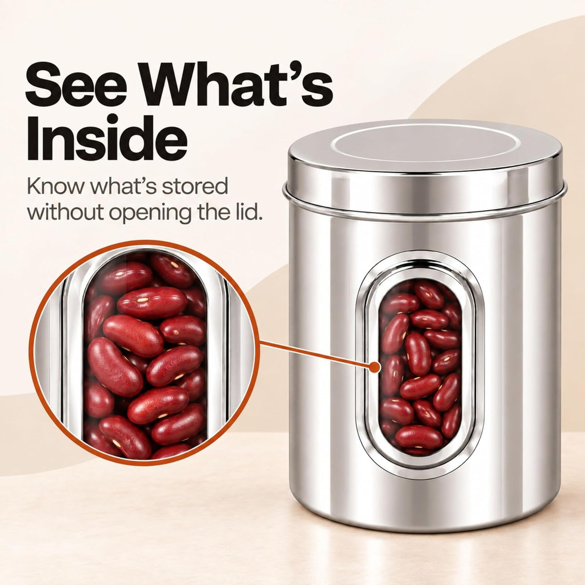 Stainless Steel Kitchen Storage Containers with See Through Window