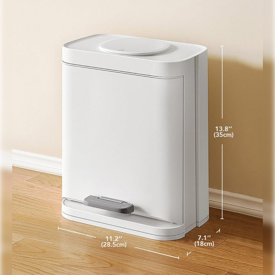 HOMERO Elegant Modern Dual-Opening Lid Slim Foot Pedal Dustbin - 16L Capacity