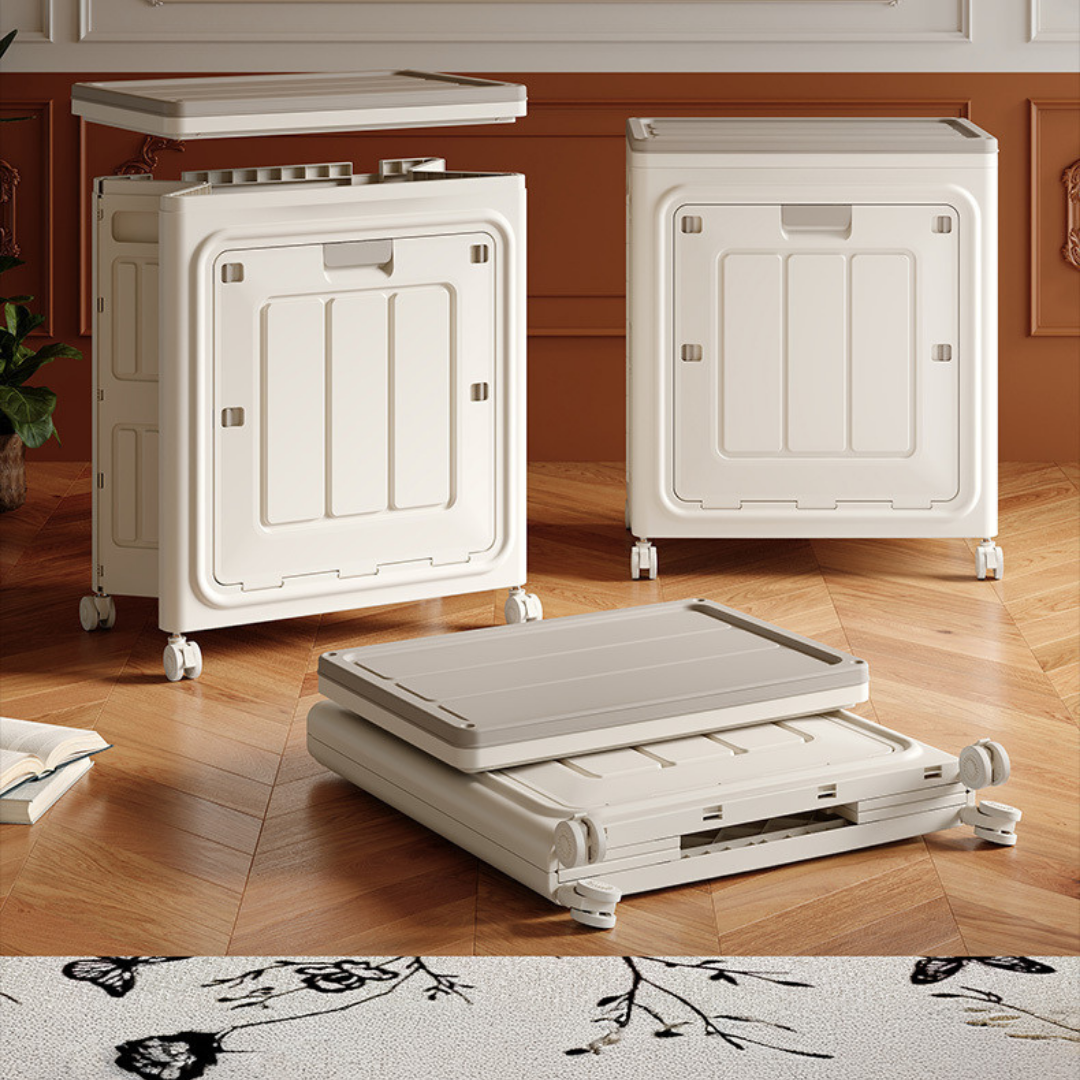 Multi Purpose Space-Saving & Stackable Foldable Storage Cabinet with Wheels