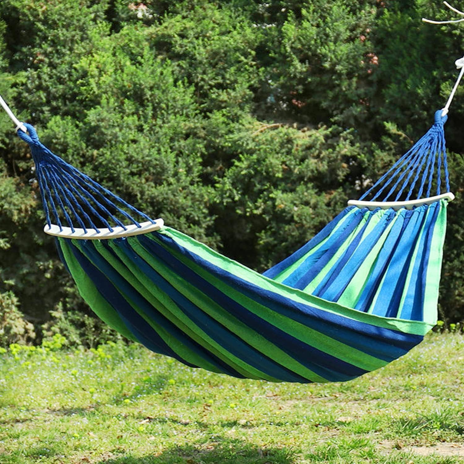 HOMERO Wooden Canvas Hammock Swing Bed Outdoor & Indoor - 200x100cm