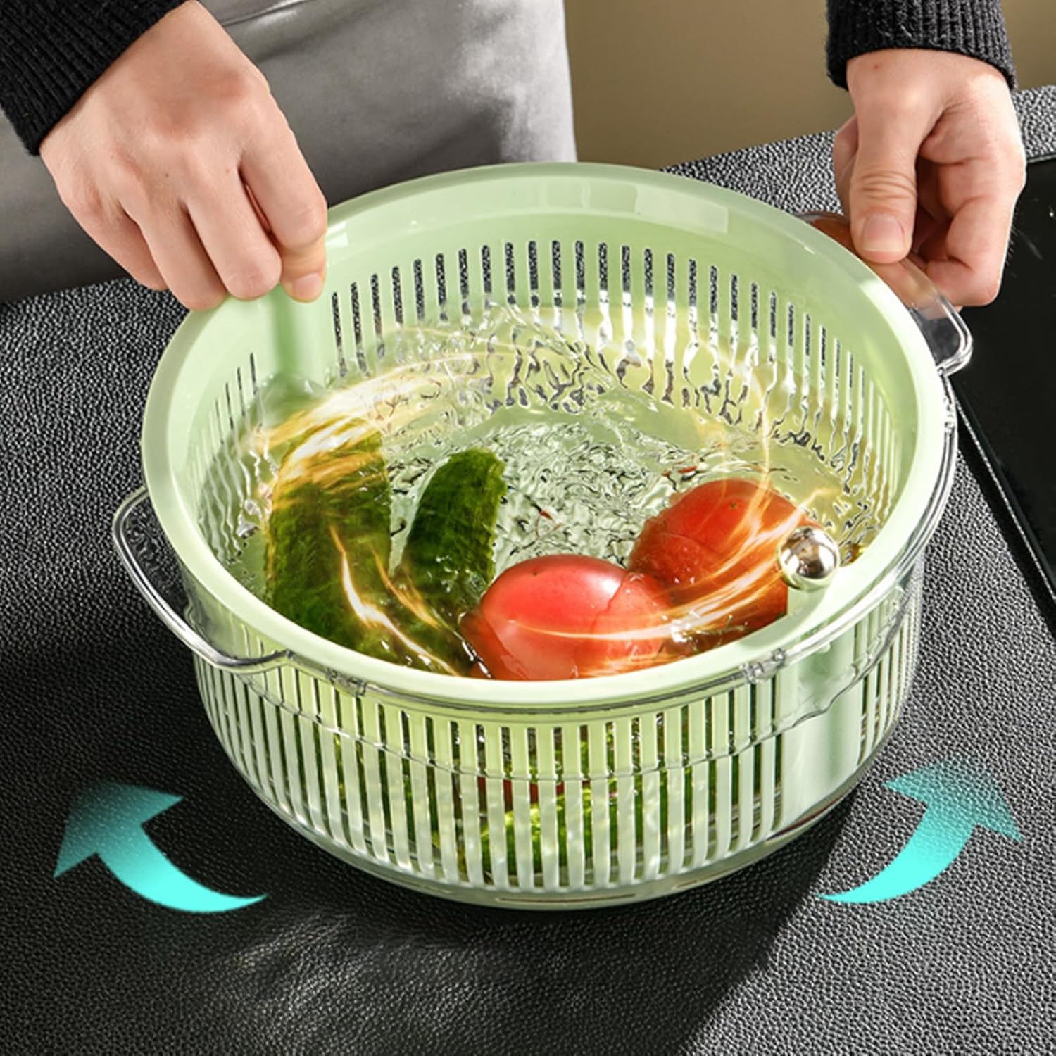 Double-Layer Multipurpose Rotating Drain Basket