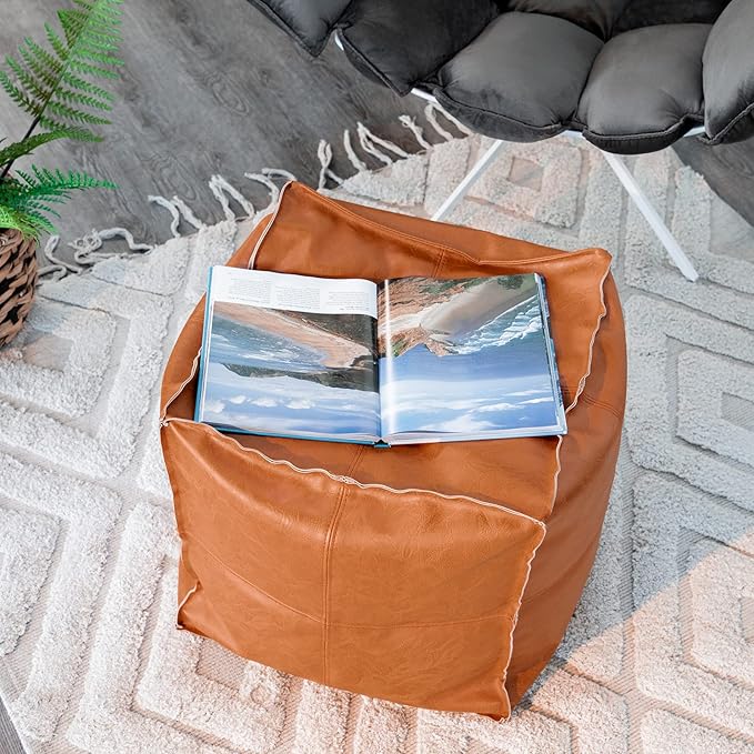 Unstuffed Ottoman PU Leather Pouf cum Footrest Cushion
