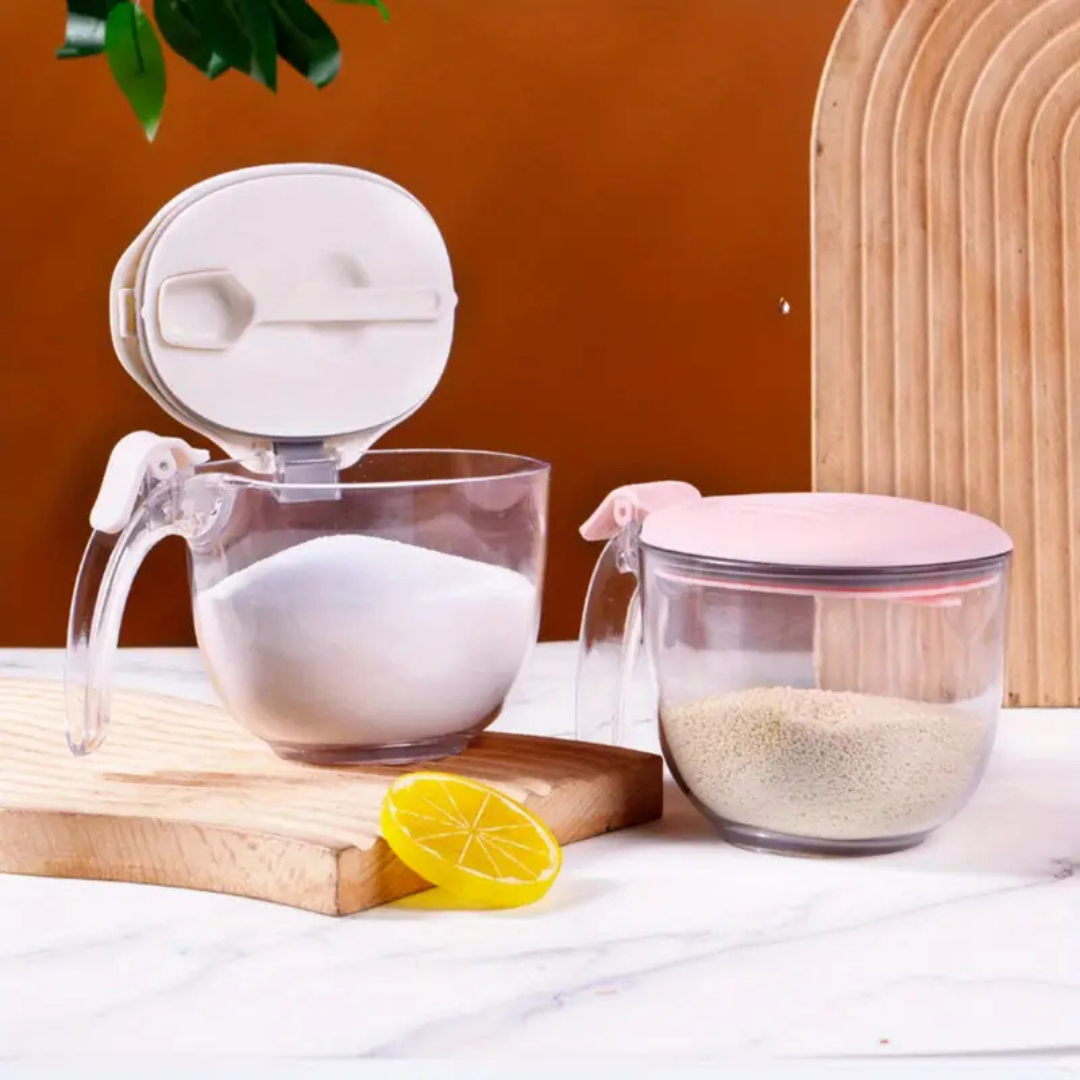 HOMERO Elegant Flip Lid Design Magnetic Spoon Spice Storage Box