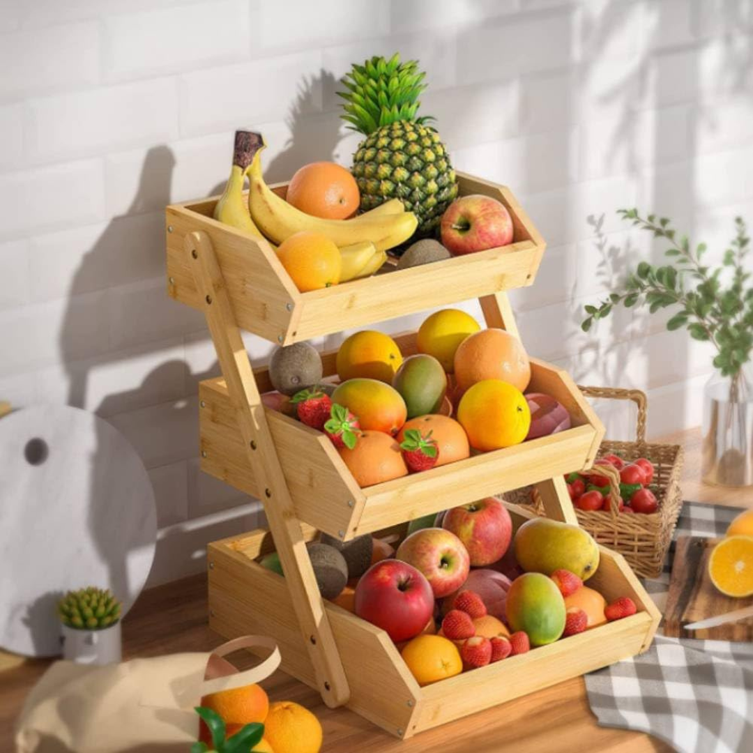 HOMERO 3-Tier Design Multipurpose Bamboo Storage Rack