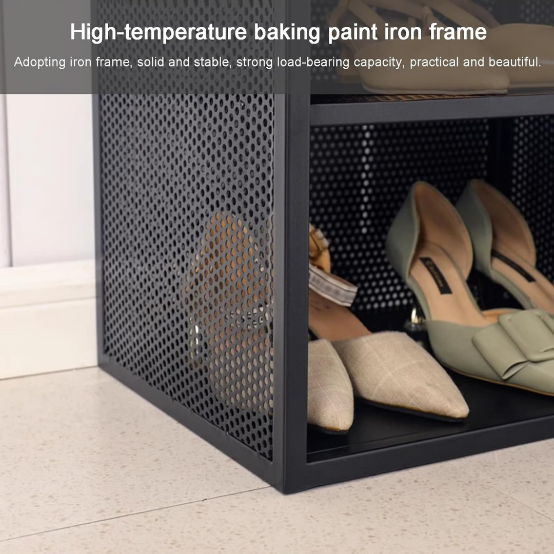 HOMERO Elegant PU Leather Shoe Storage Seating Bench