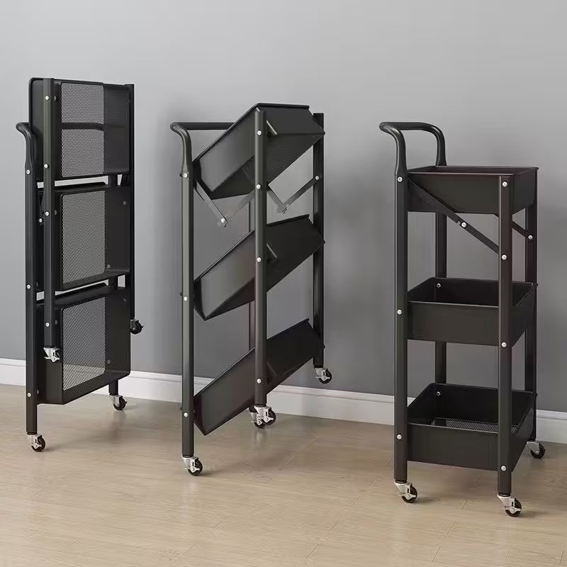 Homero Multi Tier Foldable Design Rolling Utility Storage Cart