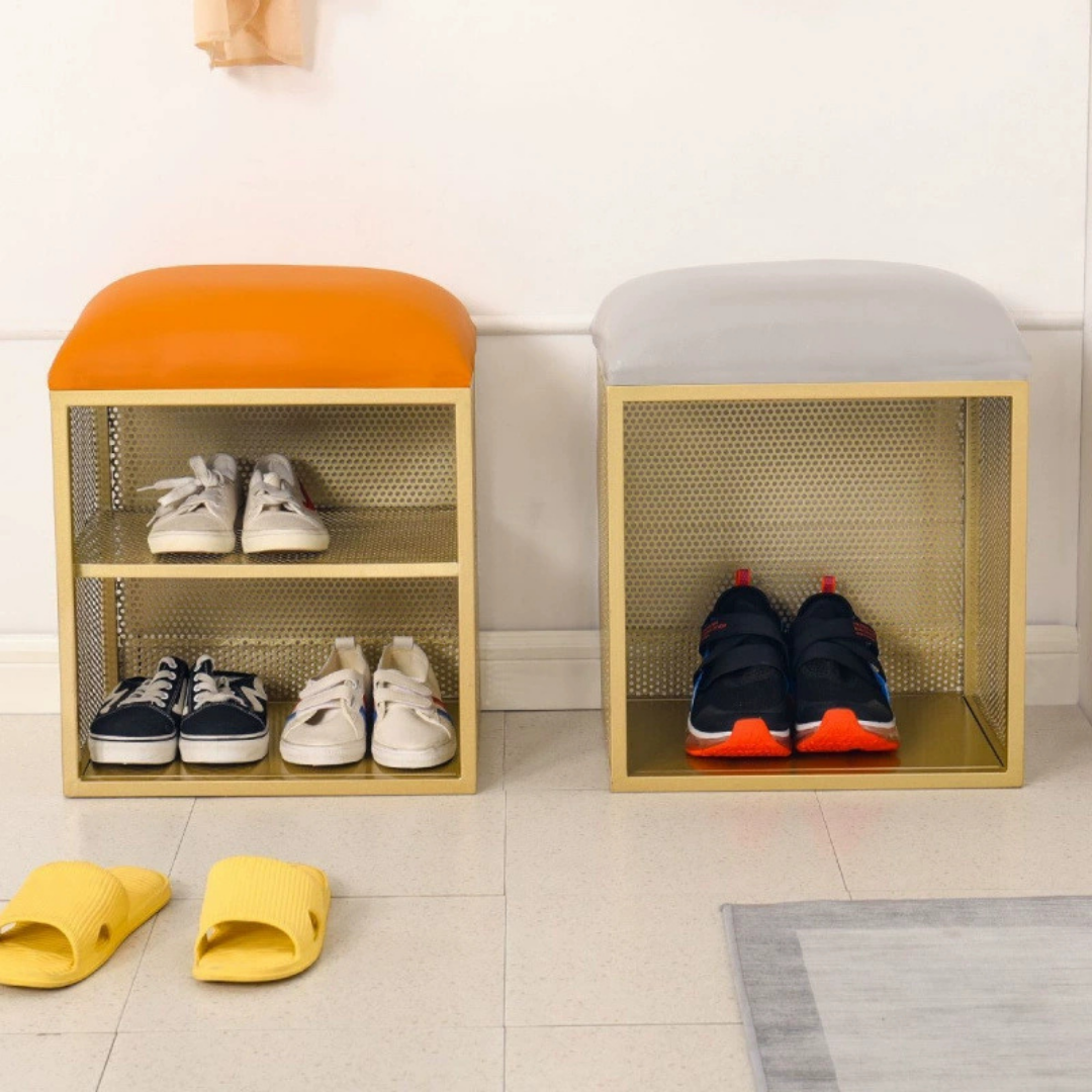 HOMERO Elegant PU Leather Shoe Storage Seating Bench