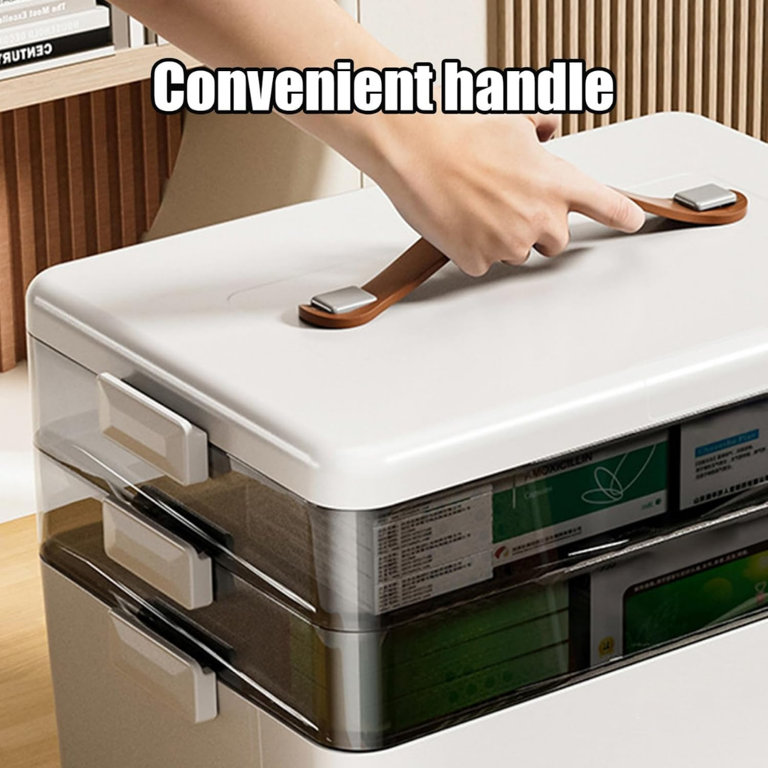 Homero 3-Tier Large Capacity Clear Organizer Medicine Storage Box