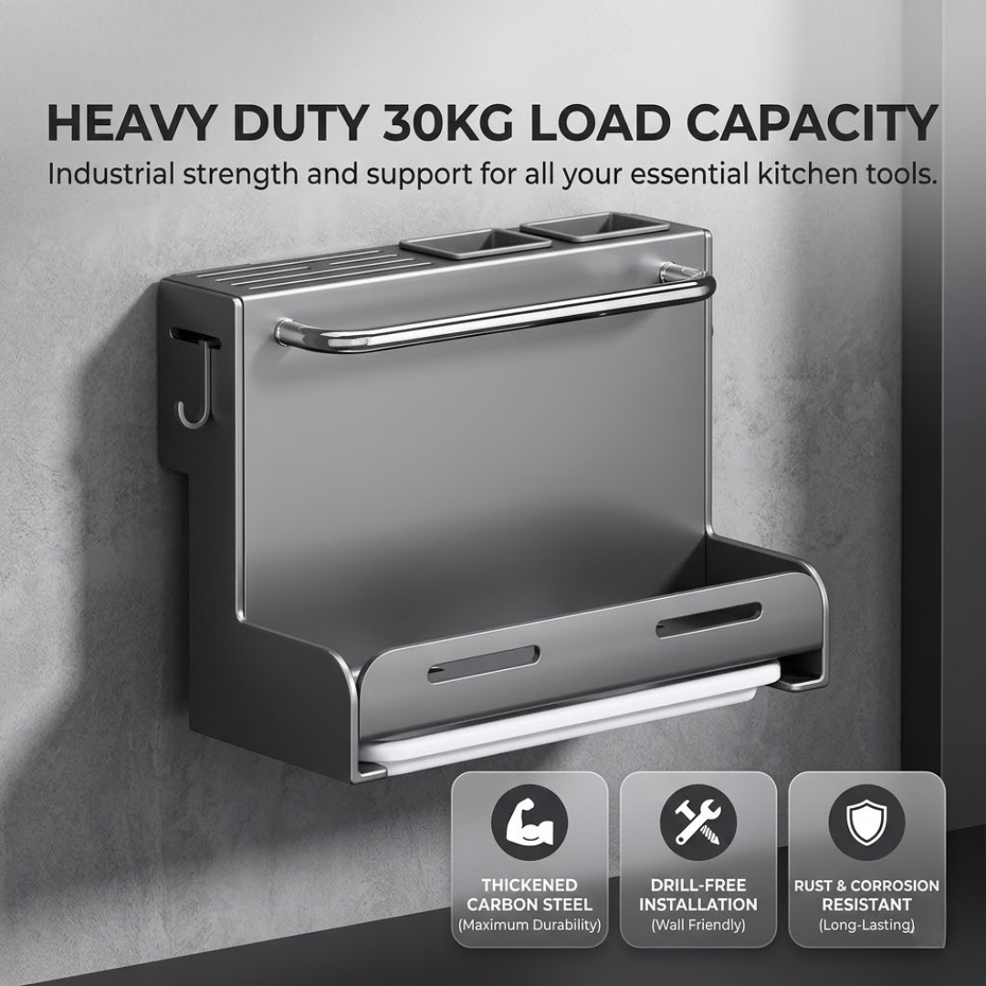 Multifunctional Wall Mounted Kitchen Organizer with Knife Holde