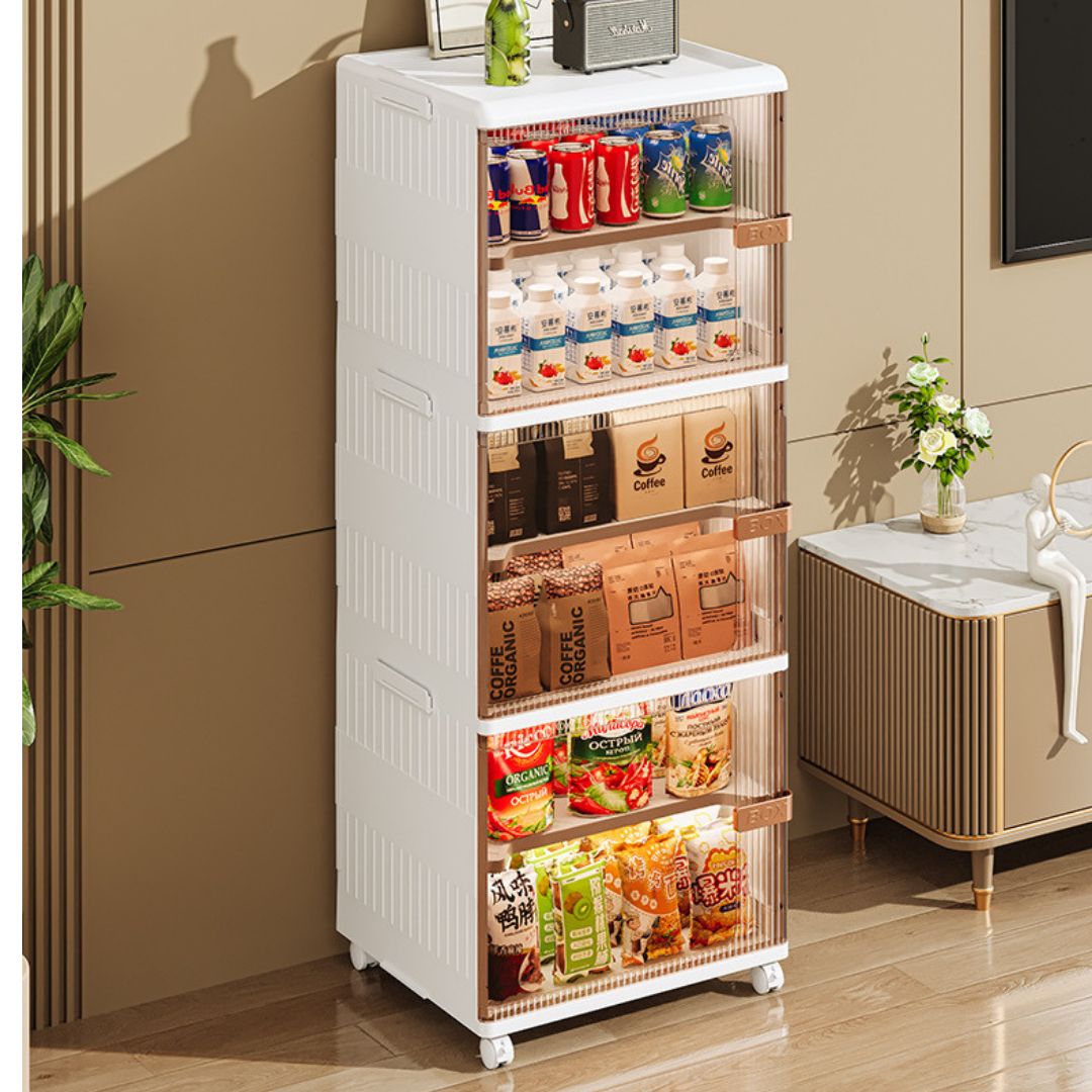 HOMERO Premium Multi-Folding Space-Saving Storage Cabinet with Transparent Door