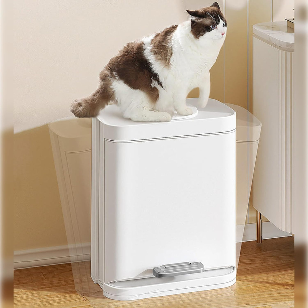 HOMERO Elegant Modern Dual-Opening Lid Slim Foot Pedal Dustbin - 16L Capacity