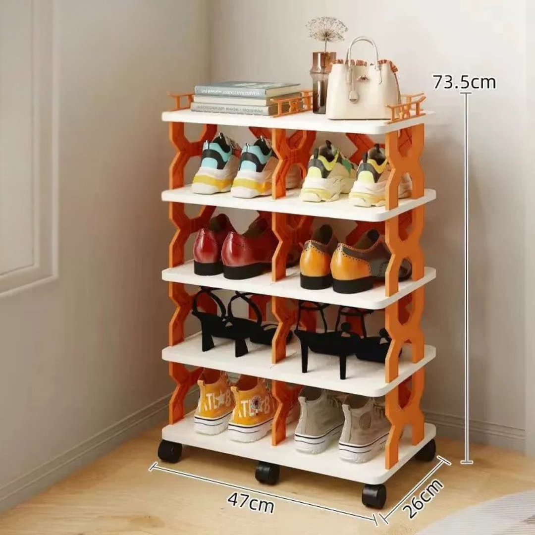 Homero Stylish Multi-Layer Storage Organizer and Shoe Rack with Wheels