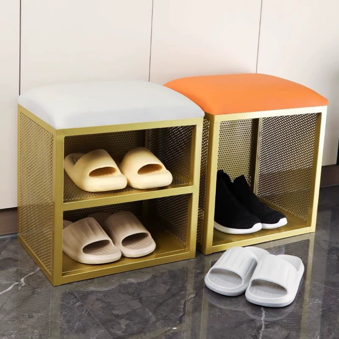 HOMERO Elegant PU Leather Shoe Storage Seating Bench