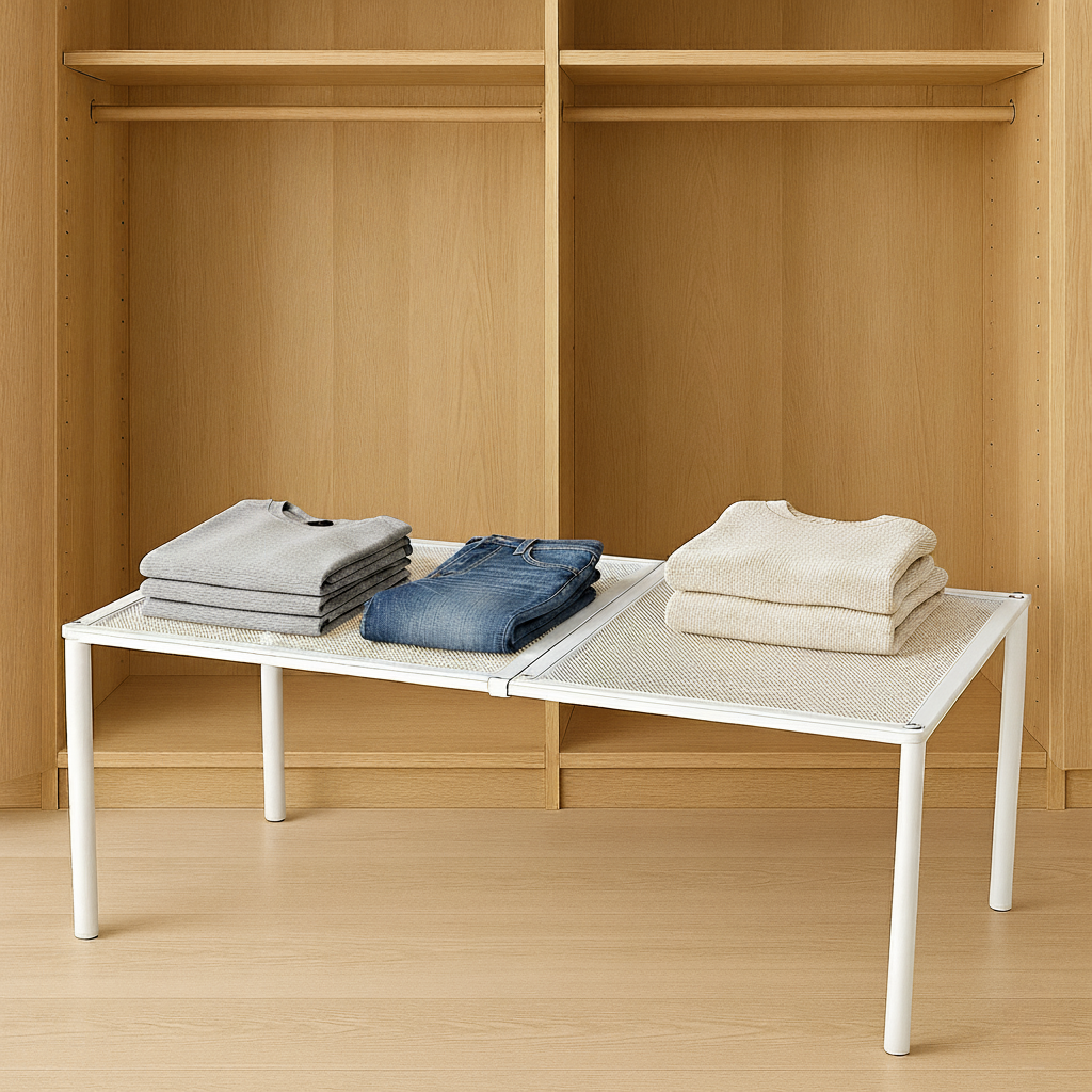 Homero Expandable Layered Closet Organizer Shelf White Carbon Steel