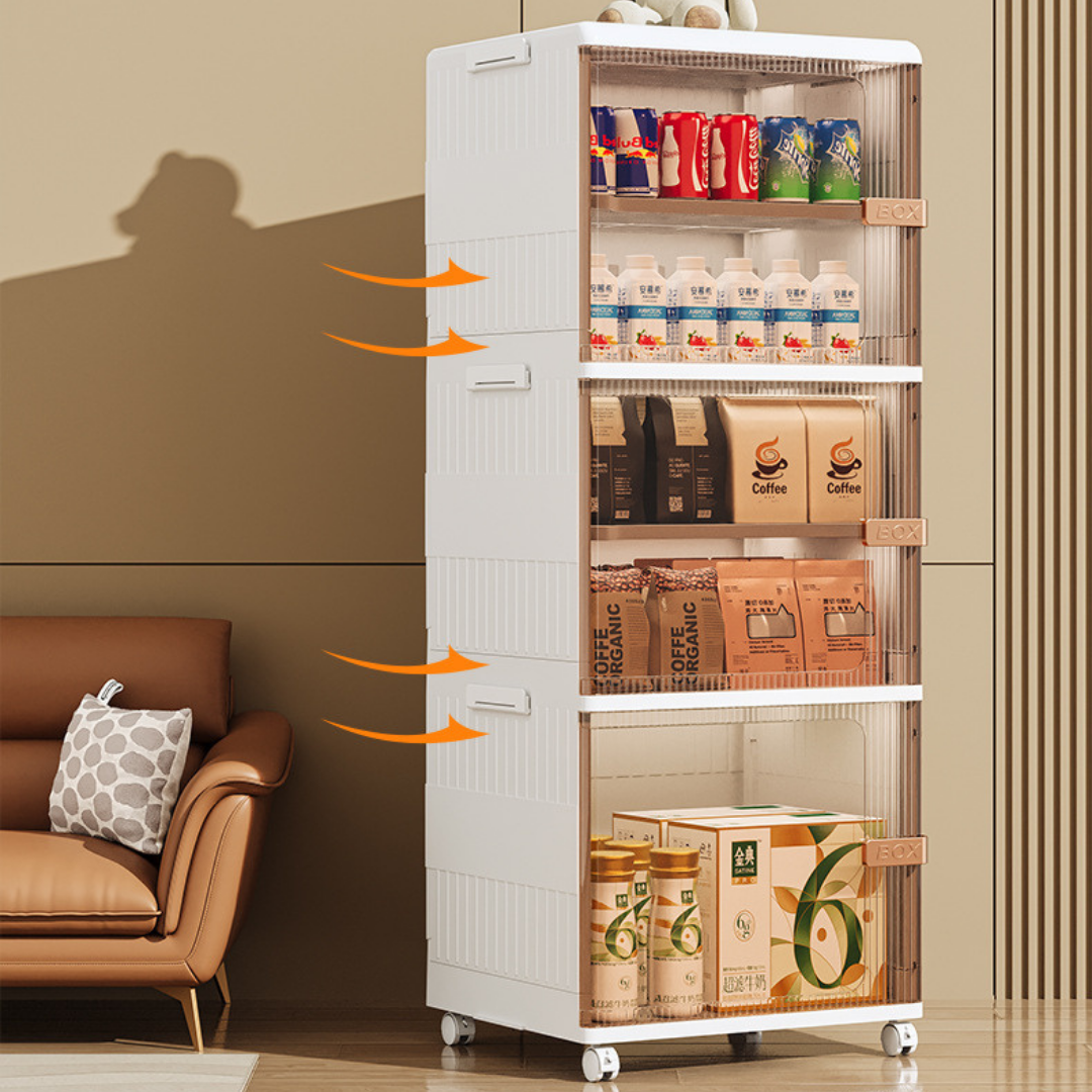 HOMERO Premium Multi-Folding Space-Saving Storage Cabinet with Transparent Door