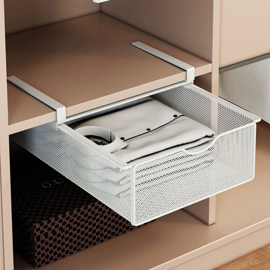 HOMERO Closet Pull Out Basket Smooth Sliding Drawer Organizer