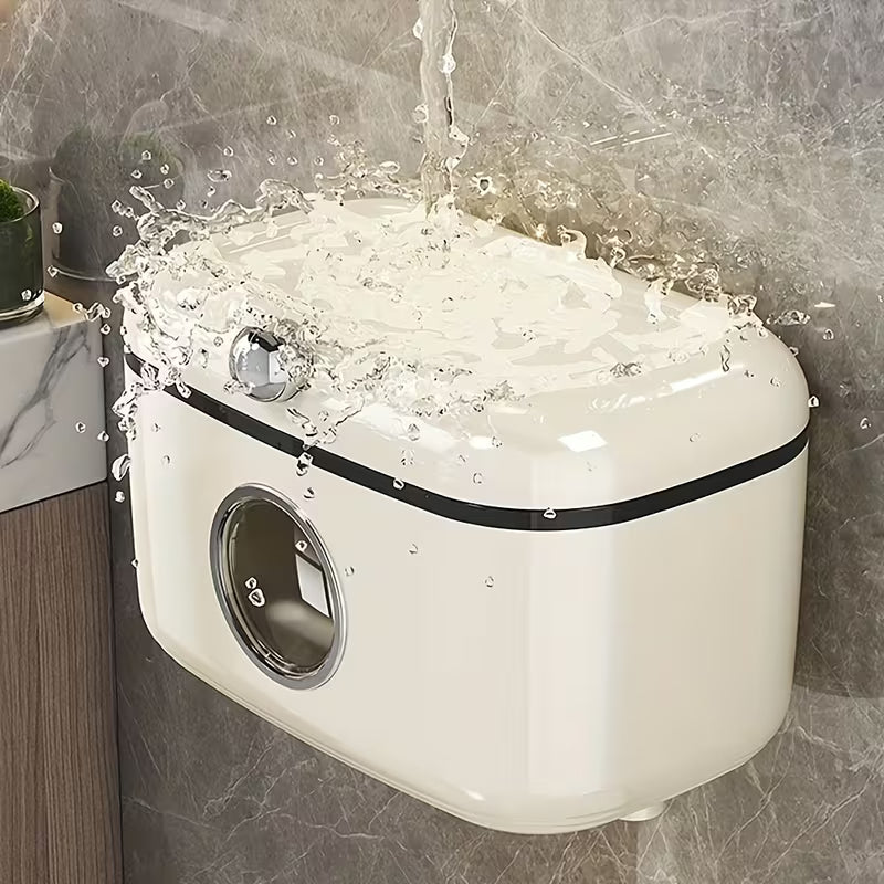 Stylish Wall Mounted Bathroom Tissue Box with Sliding Cover and Towel Holder