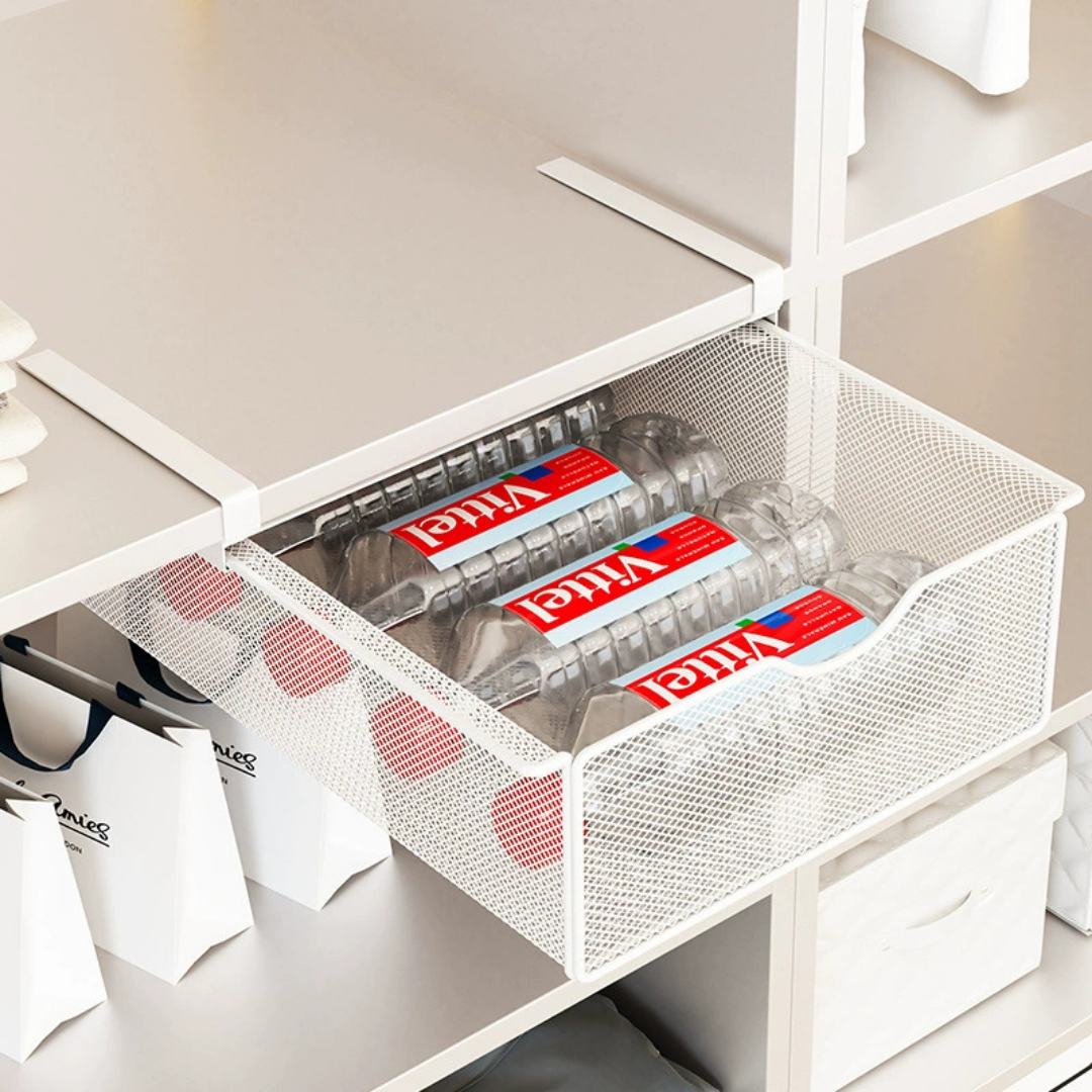 HOMERO Closet Pull Out Basket Smooth Sliding Drawer Organizer