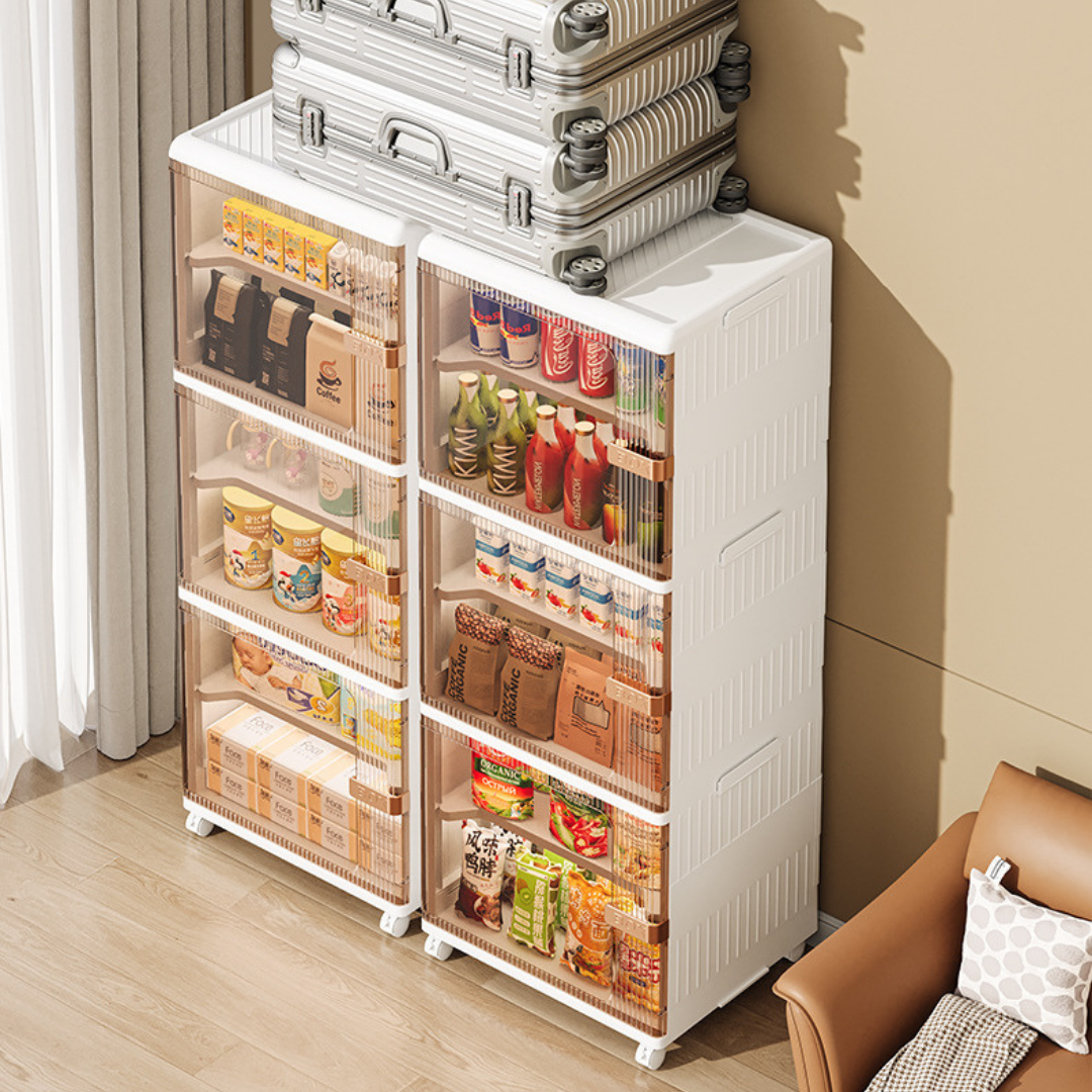 HOMERO Premium Multi-Folding Space-Saving Storage Cabinet with Transparent Door