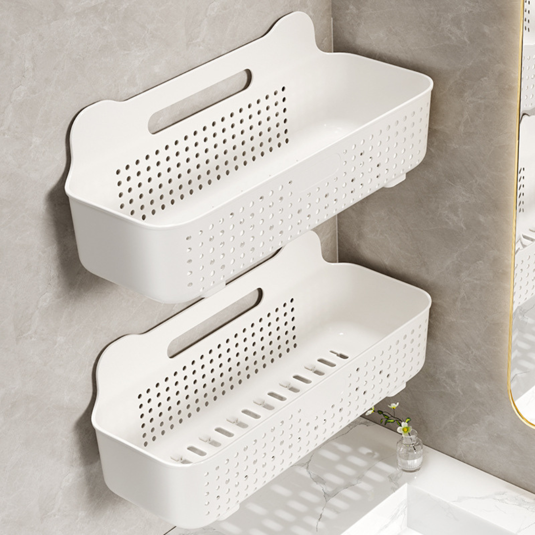 HOMERO Wall-Mounted Multi-Purpose Storage Basket with Hooks