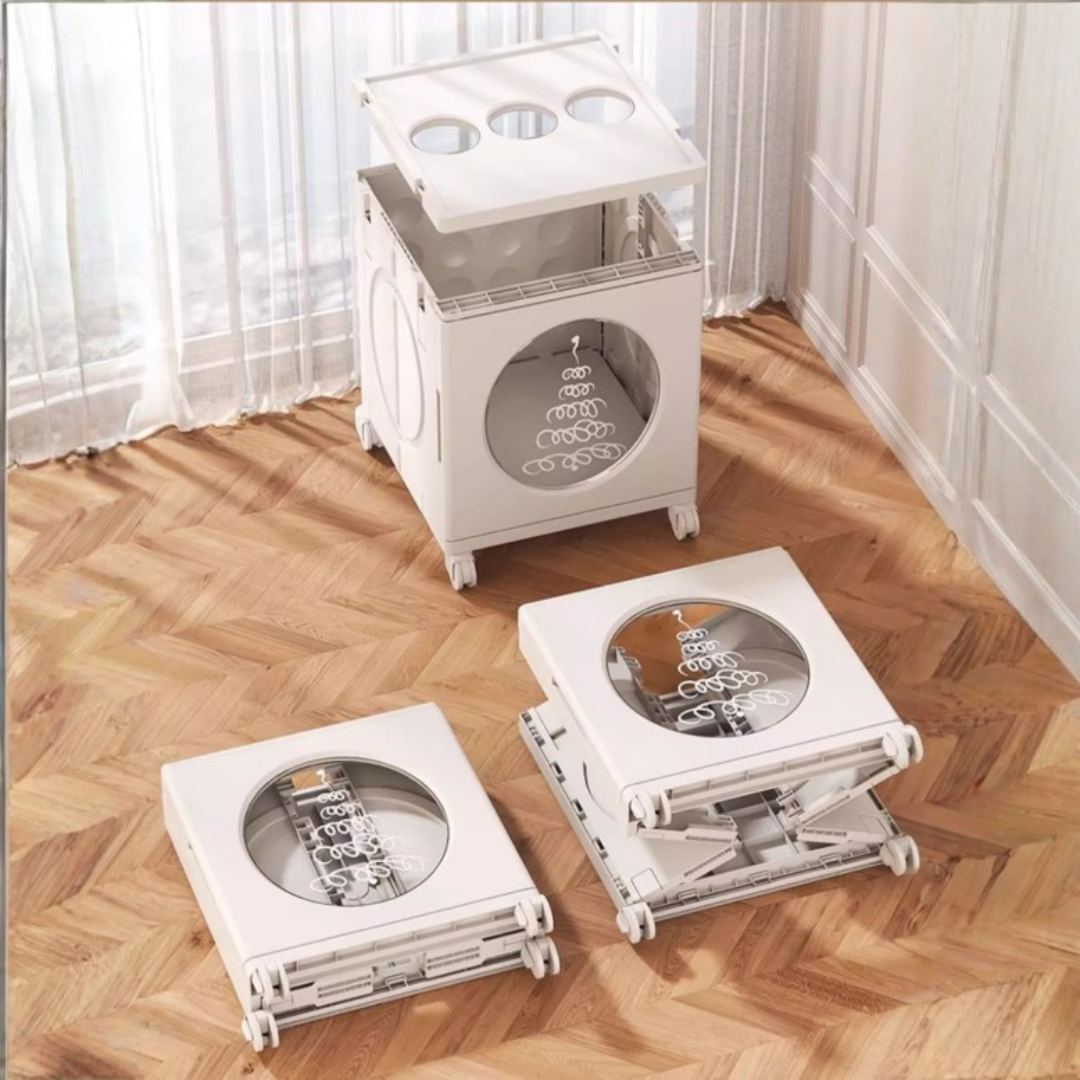 Foldable Multi Purpose Storage Cabinet with Wheels and Transparent Doors